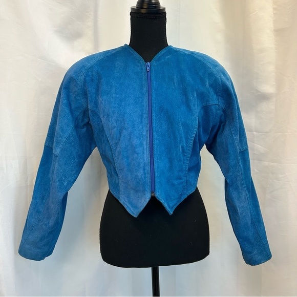 DANIER Leather Sport blue suede rare retro vintage 80’s 90’s bolero jacket Sz S - Picture 11 of 11